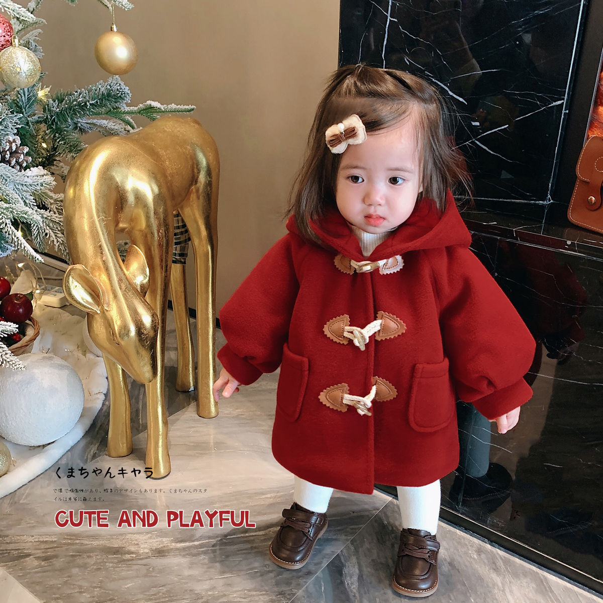 选女宝宝秋冬新款毛呢外套新年拜年大衣婴幼儿小童呢子上冬季上