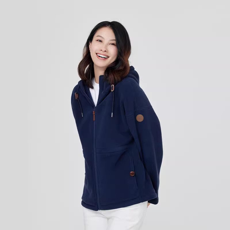 【热销款】LAFUMA户外秋冬Polartec抓绒衣女宽松连帽外套LFJA3CRX6