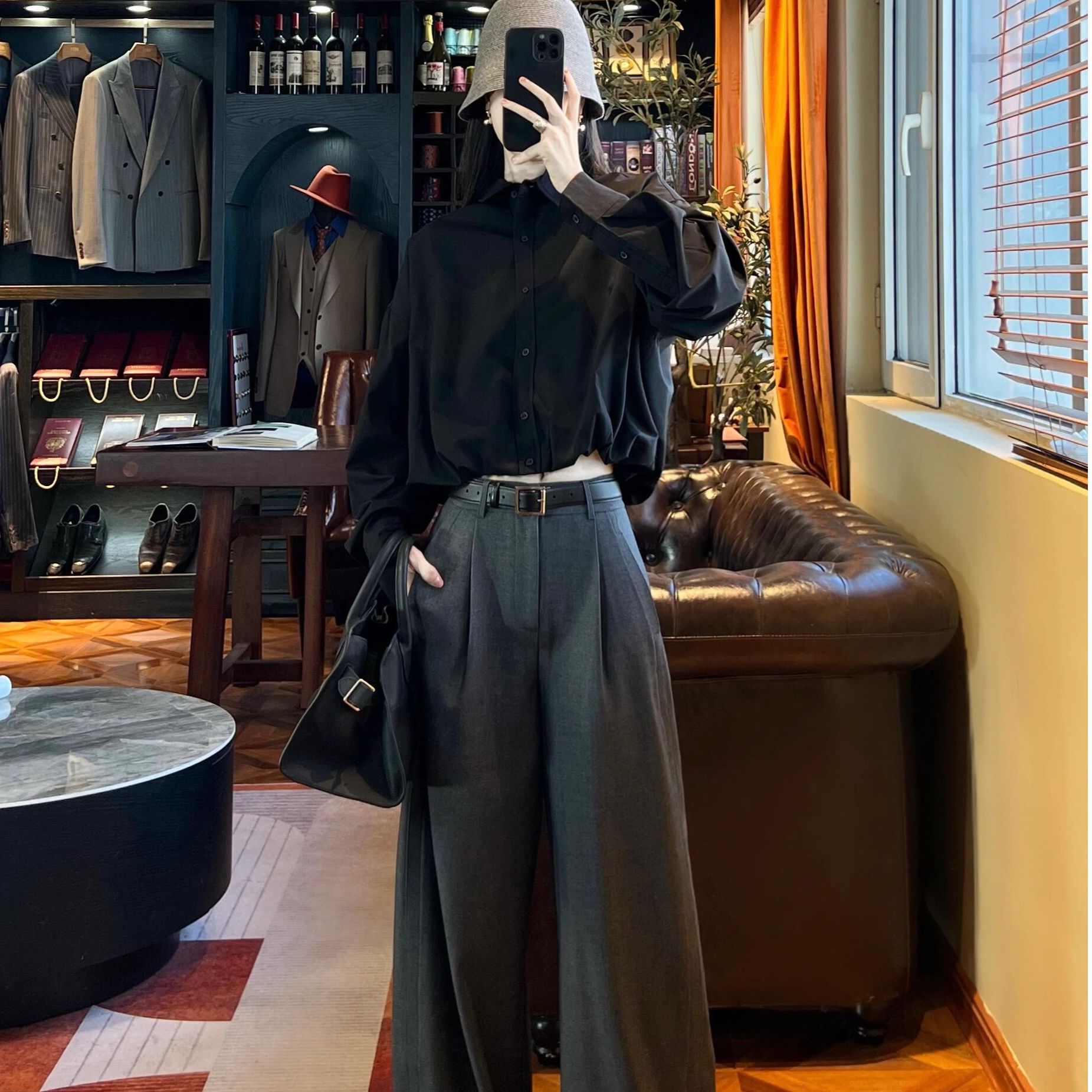 2024新款早秋冬季休闲简约上衣衬衫搭配休闲裤裤子西裤显瘦百搭