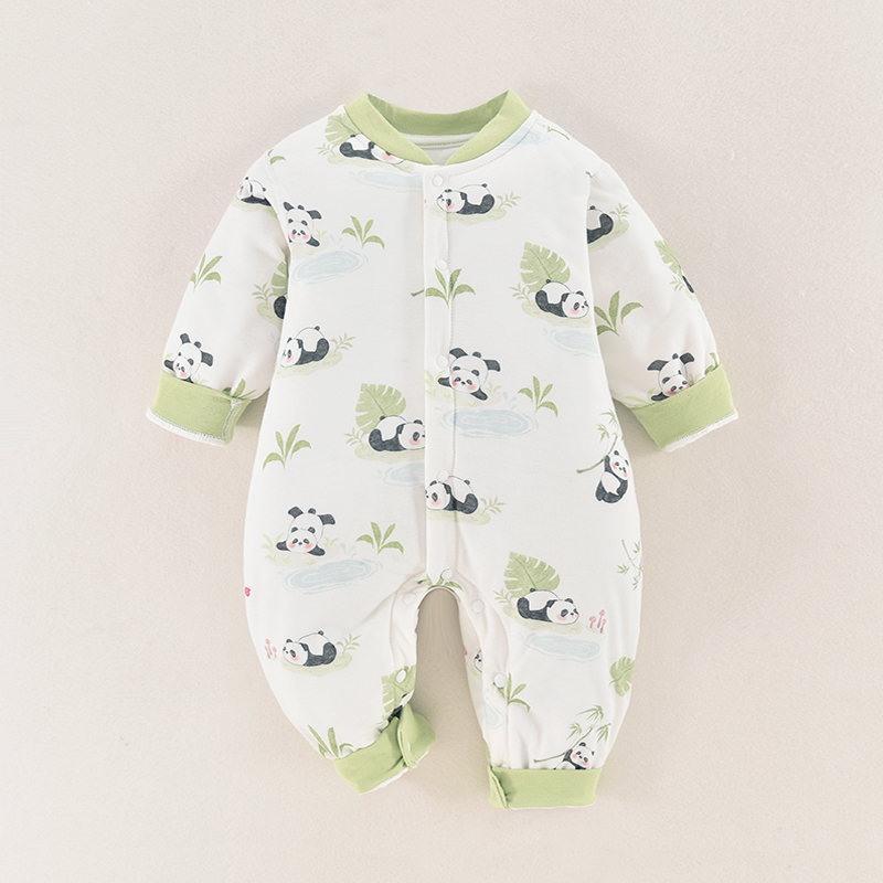 婴儿秋装外出服春秋宝宝秋季衣服纯棉新生儿夹棉连体衣秋冬薄棉衣