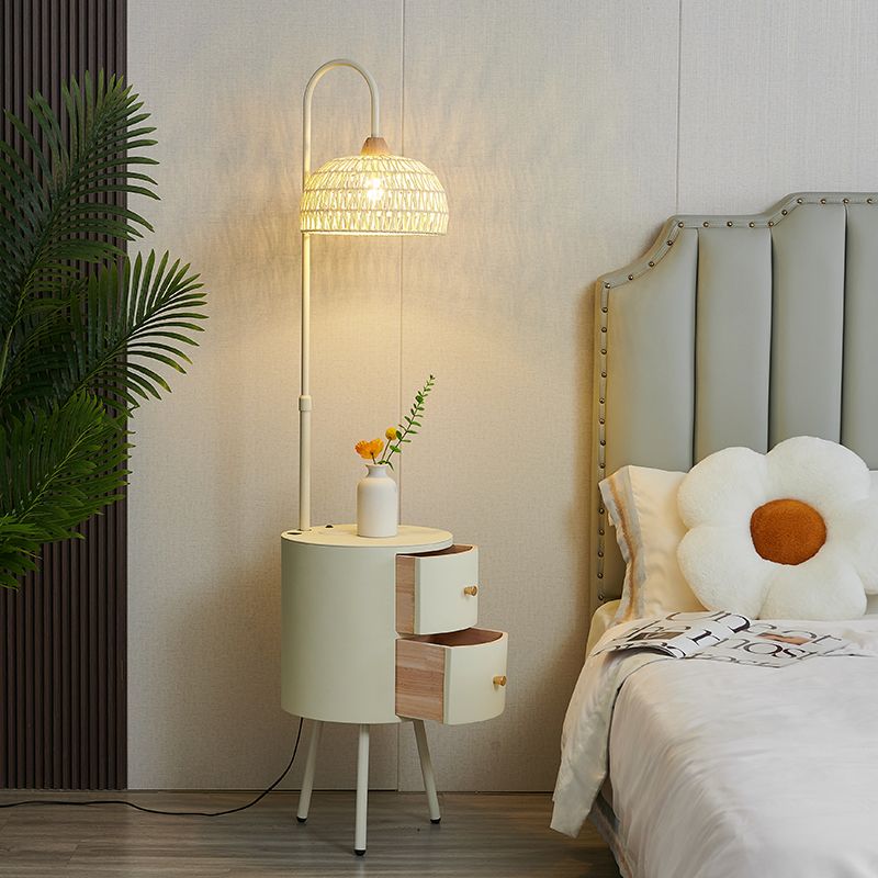 奶油风立式客厅沙发卧室极简智能床头柜落地灯一体