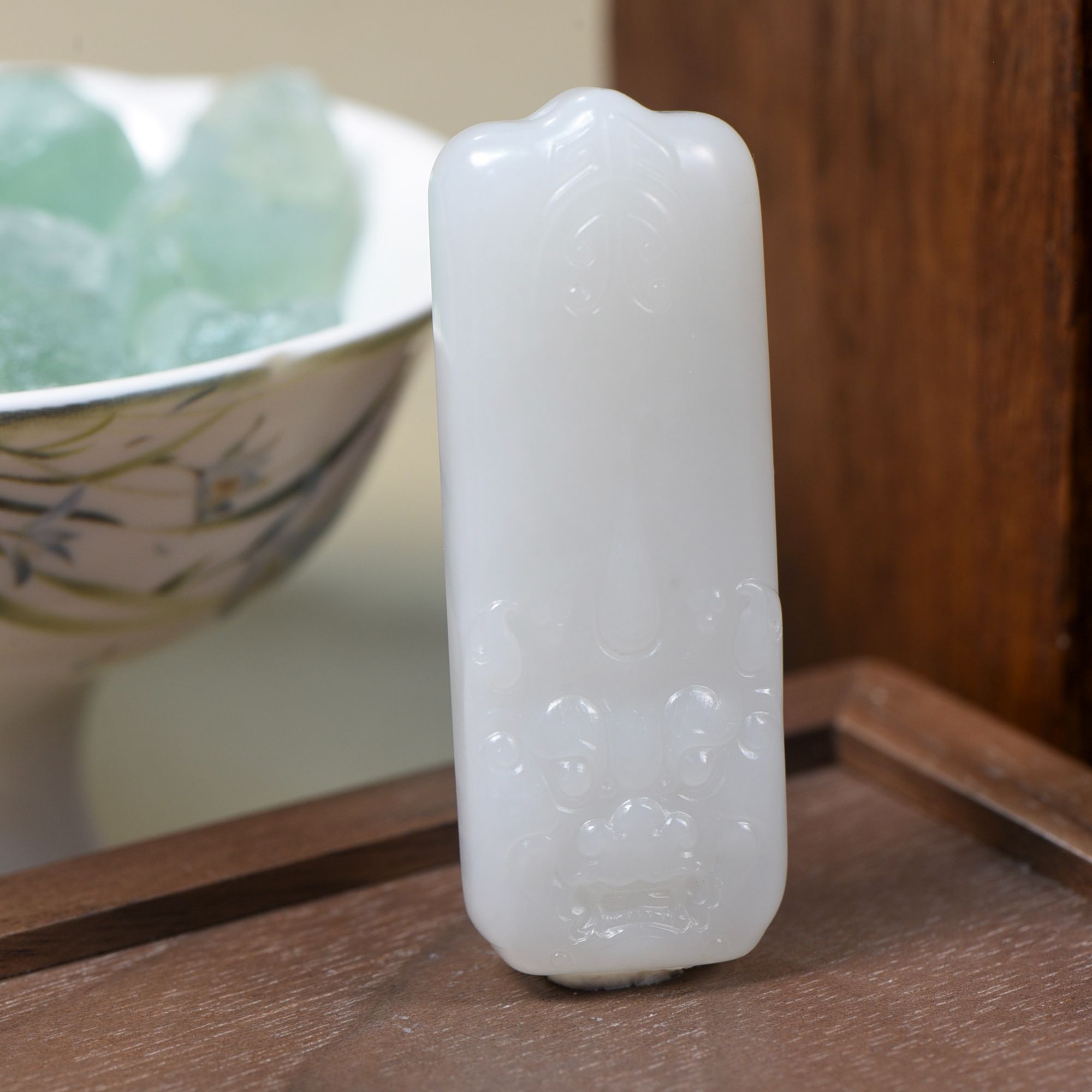 【苏工陸记】和田玉精品苏工守护挂件牌子手把件