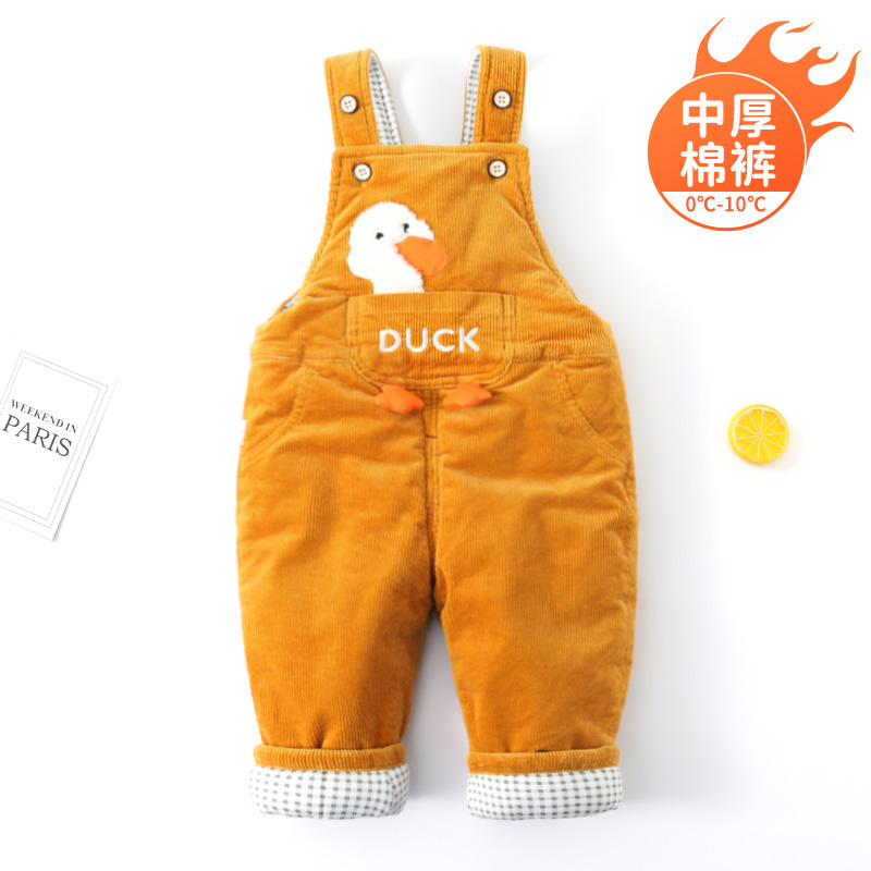 【海乐】宝宝背带棉裤冬中厚外穿男童加棉加厚儿童背带裤秋冬款