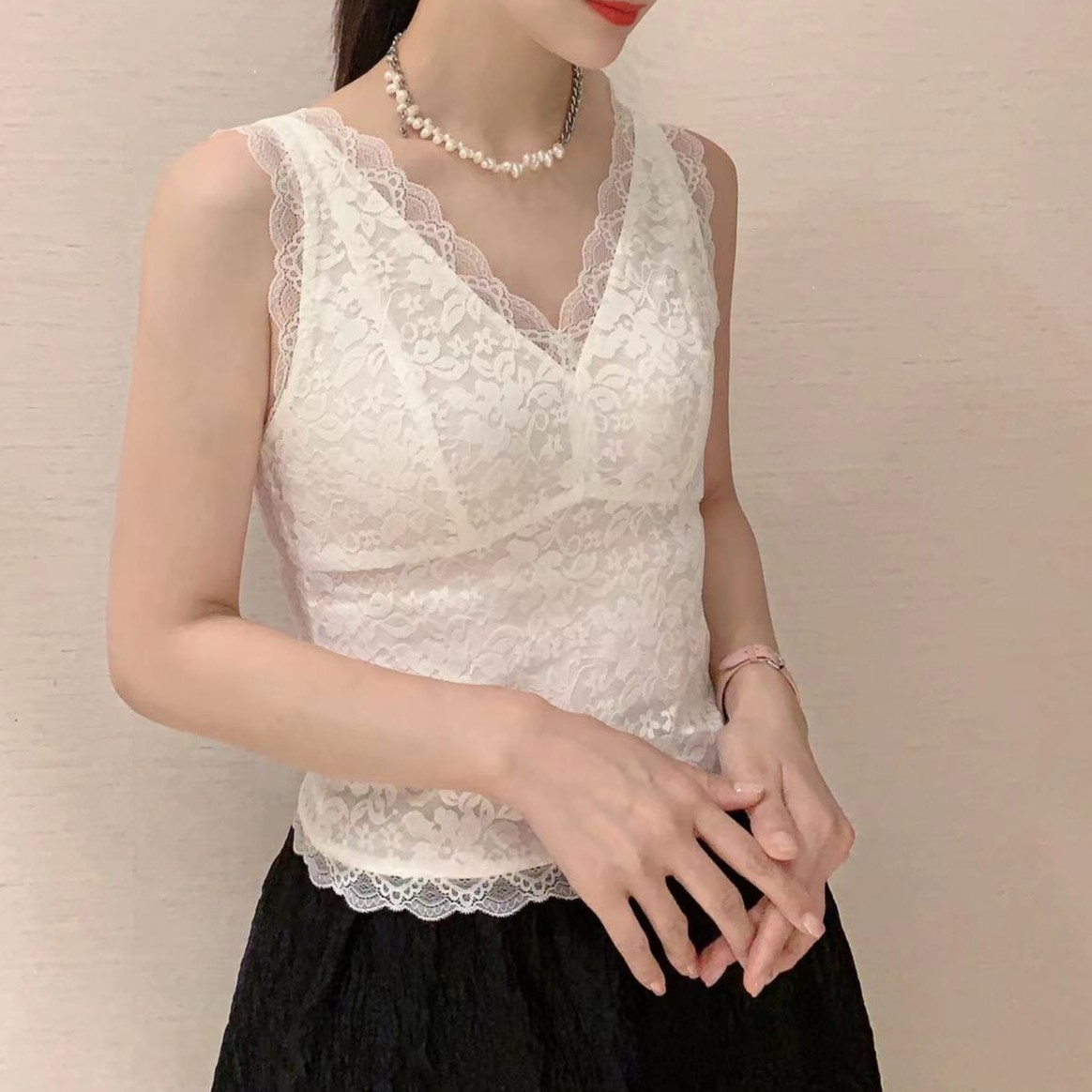 GIRDEAR/哥弟【肌肤之花】蕾丝内搭背心1300938