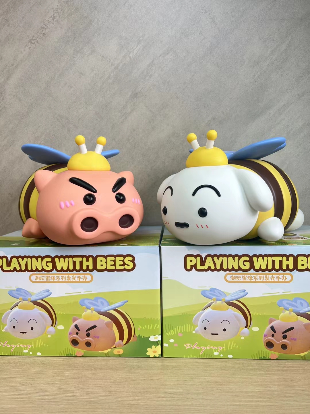 蜜蜂小新左卫门小白小夜灯玩具手办DIY摆件