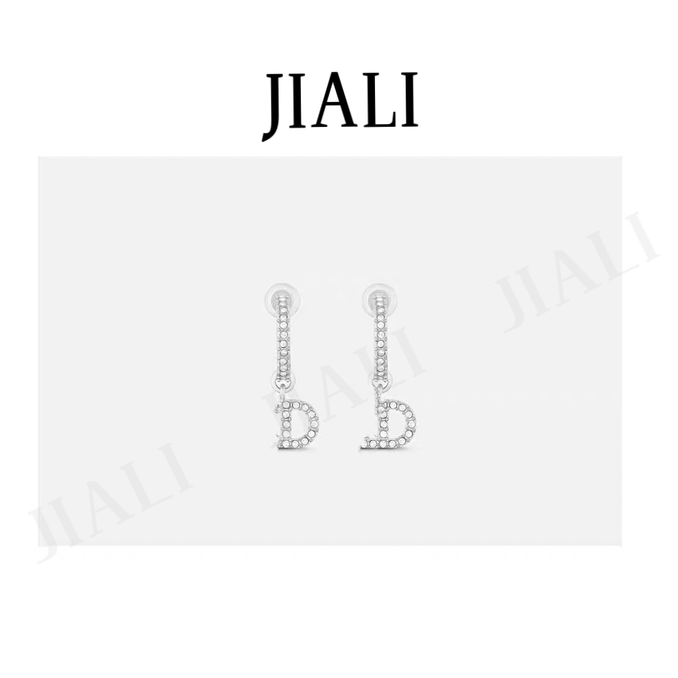 合金耳饰 JIALI(CD满锆银徽耳环）欧美CD银徽耳环