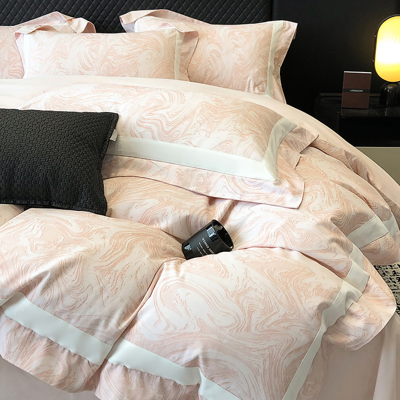 高档轻奢A类母婴全棉磨毛印花四件套双面超柔长绒棉秋冬厚款床品