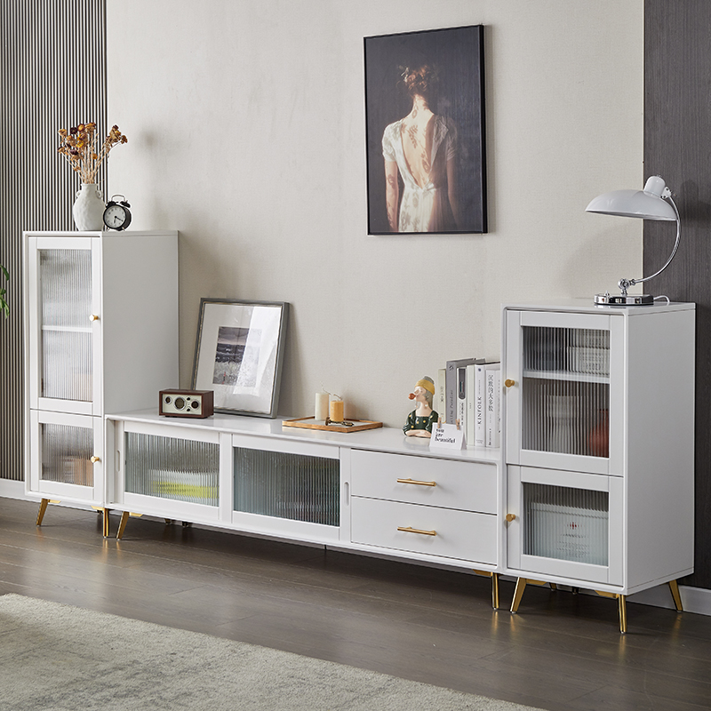北欧实木电视柜现代简约茶几电视机柜组合轻奢小户型落地白色边柜