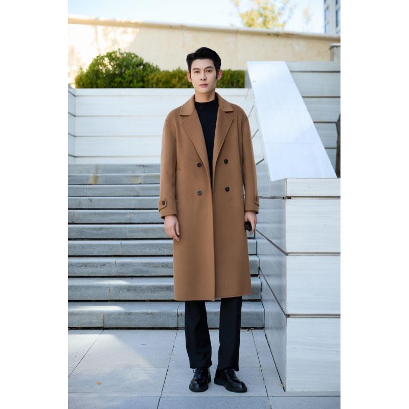 秋冬季双排扣时尚长款羊绒双面呢大衣28237