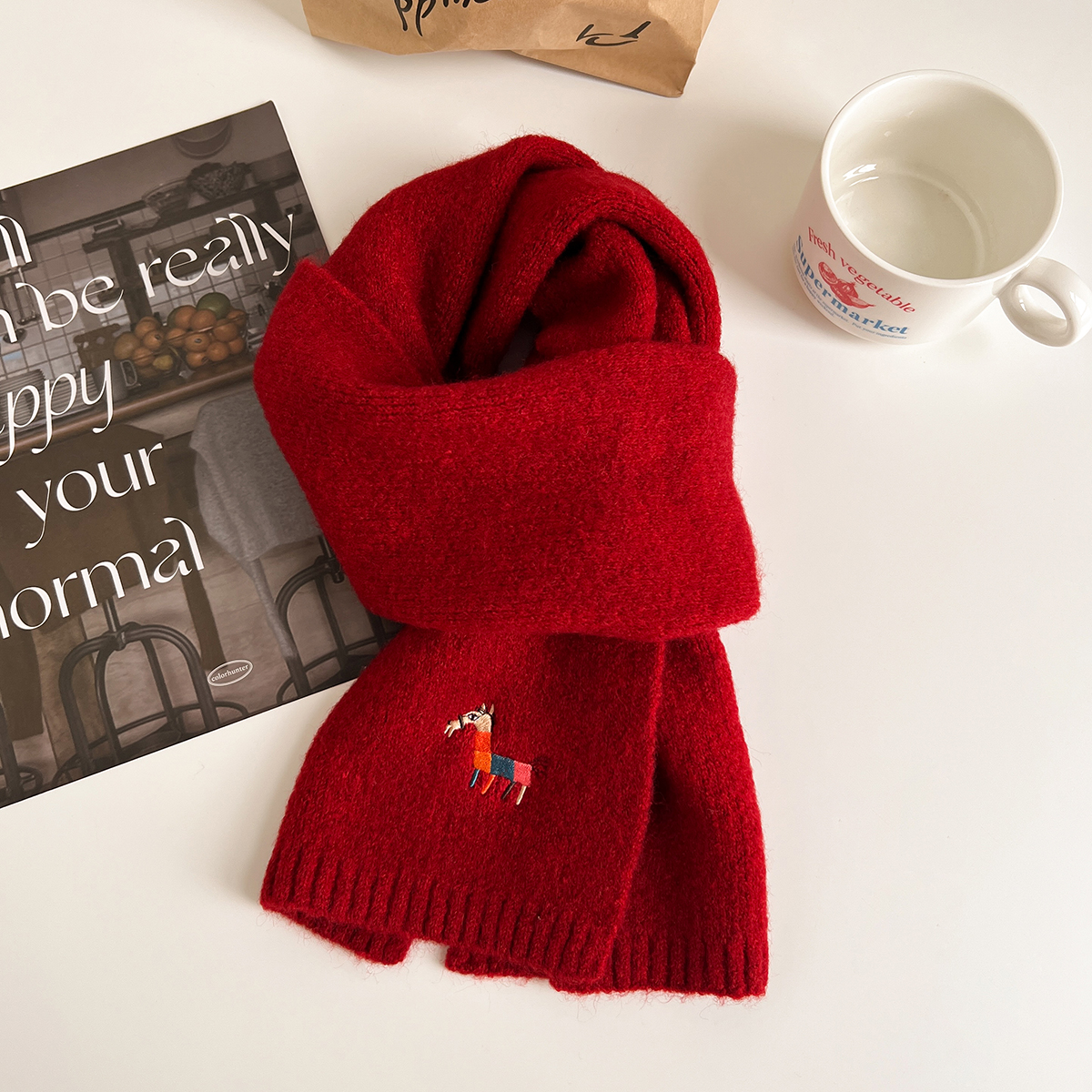 儿童亲子款围巾洋气百搭男宝女宝小孩学生冬季保暖围脖马年情侣款