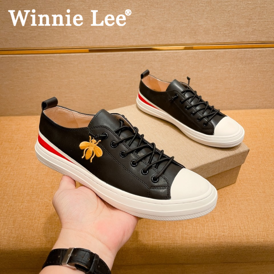 Winnie Lee欧洲站高端时尚男鞋小蜜蜂潮流软底透气百搭男士休闲鞋