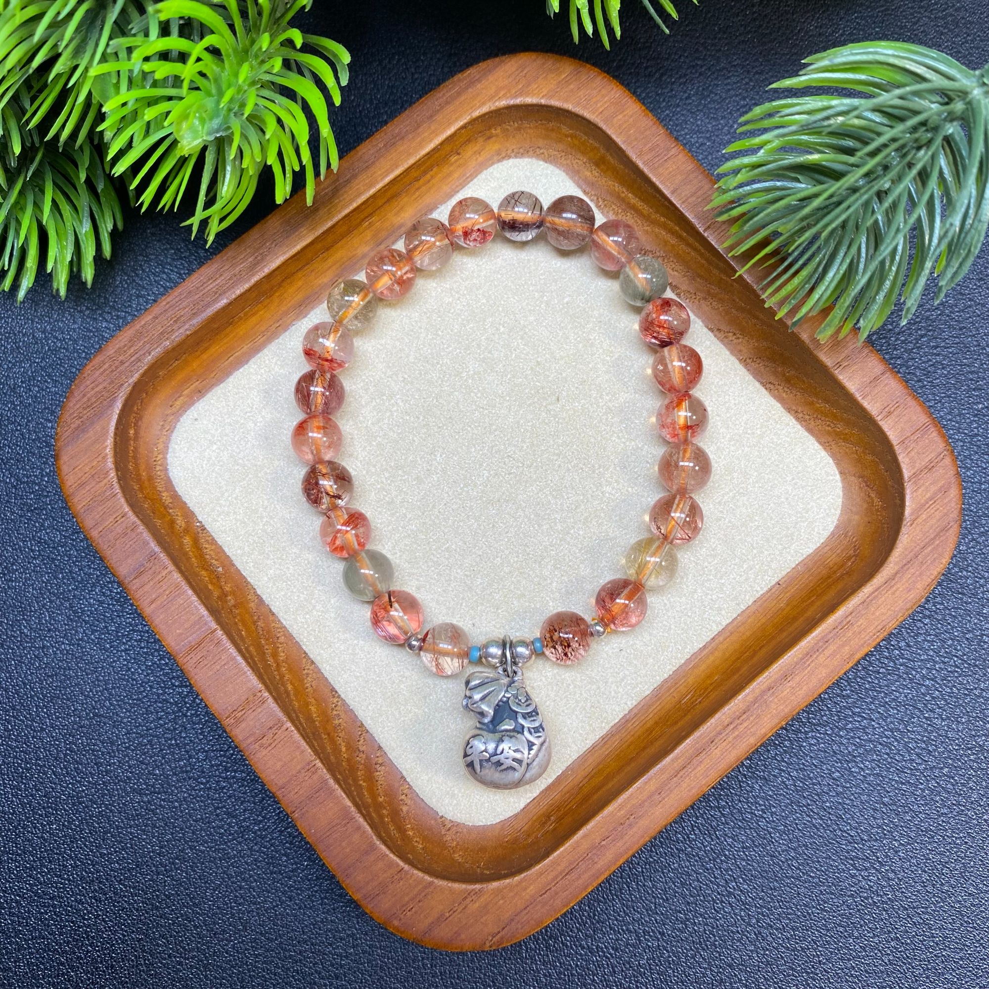 【满发满矿发晶7m+手串】A279搭配足钱银袋