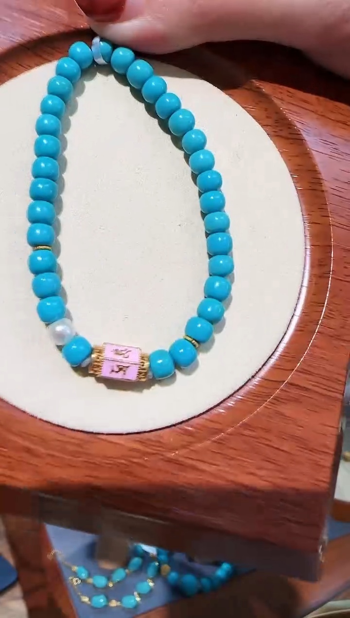 【闪购商品】绿松石手串18K金镶嵌【羽宣】绿松手串DKL122109