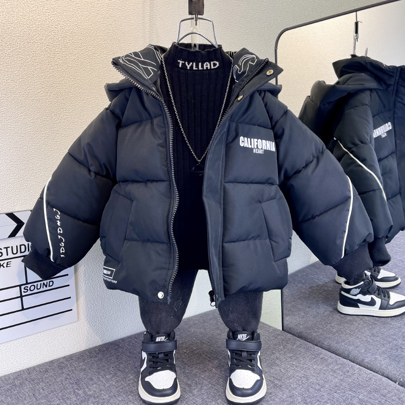 男童棉服加厚外套2023新款儿童冬季加厚棉袄衣服潮宝宝中长款棉衣
