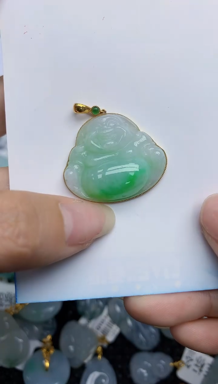 【闪购商品】翡翠挂件18K金镶嵌140天然翡翠A货