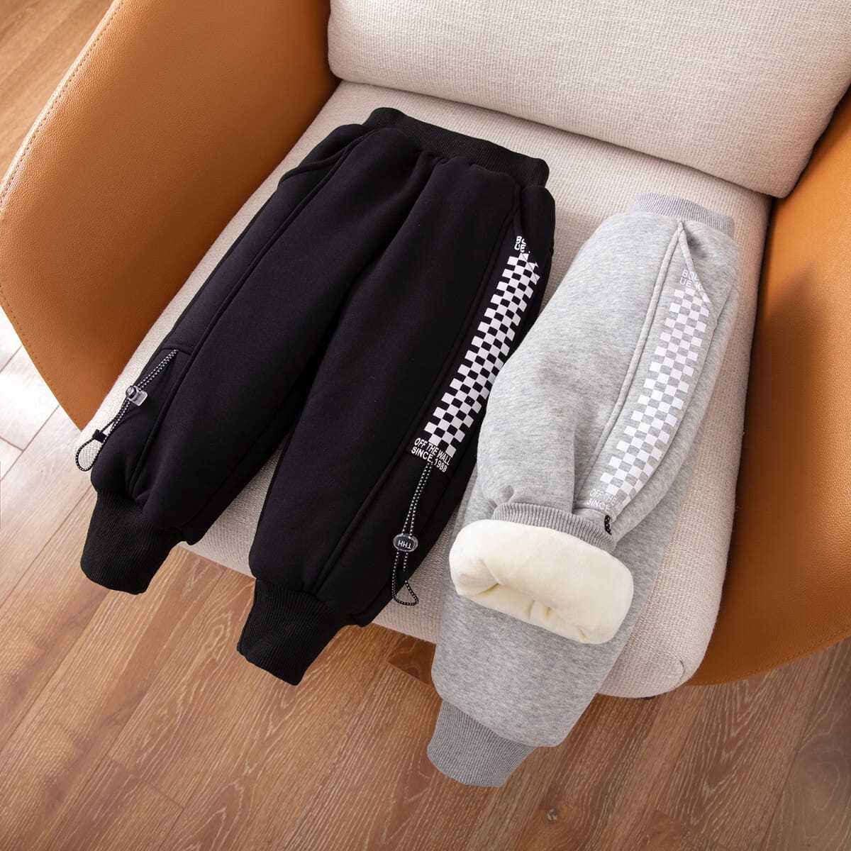 加绒加厚一条过冬男童裤子儿童冬装2021冬季新款加棉裤潮帅气时髦