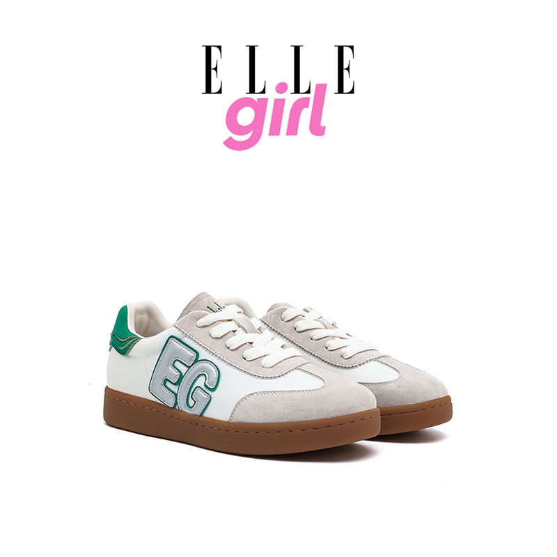 ellegirl休闲鞋女2025春季新款时尚厚底阿甘鞋复古小白鞋德训鞋女