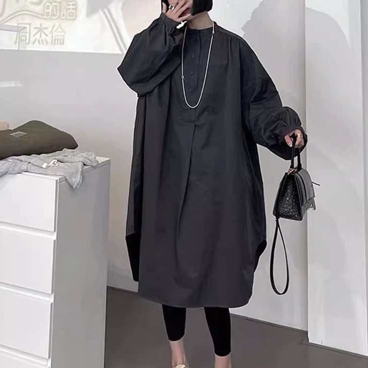 胖特大码300斤连衣裙女秋季新款设计感小众宽松显瘦衬衫长裙