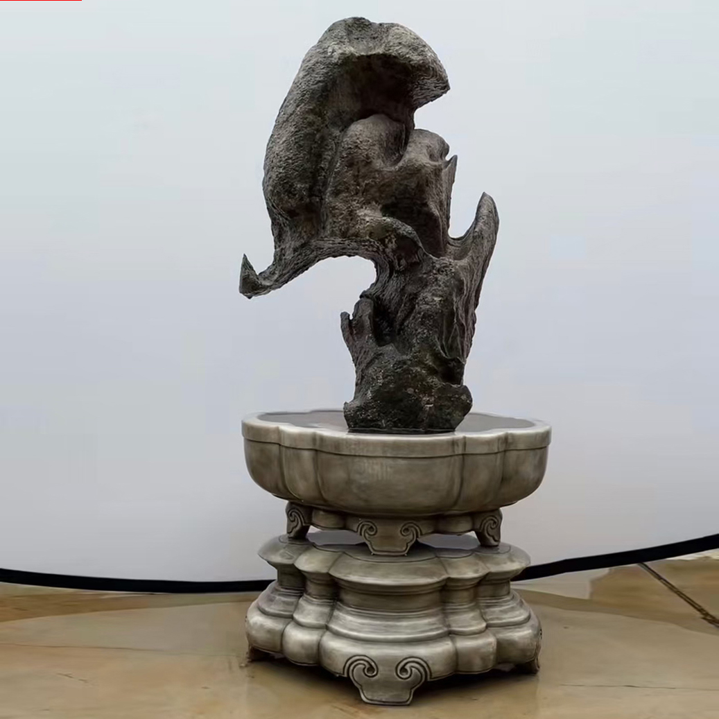 石雕假山盆大理石汉白玉复古石槽室内户外景观装饰长盆摆件