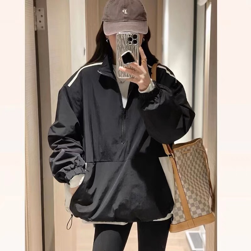 半拉链卫衣女薄款欧洲站2023春季新款欧货洋气宽松长袖上衣外套