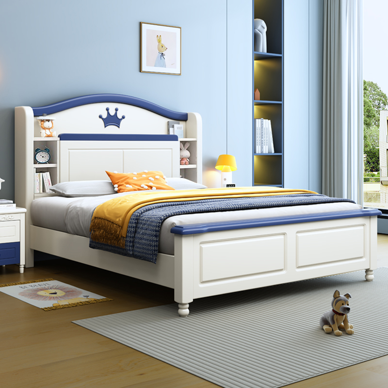 实木儿童床女孩公主床加宽青少年多功能学生床现代男孩床实木床