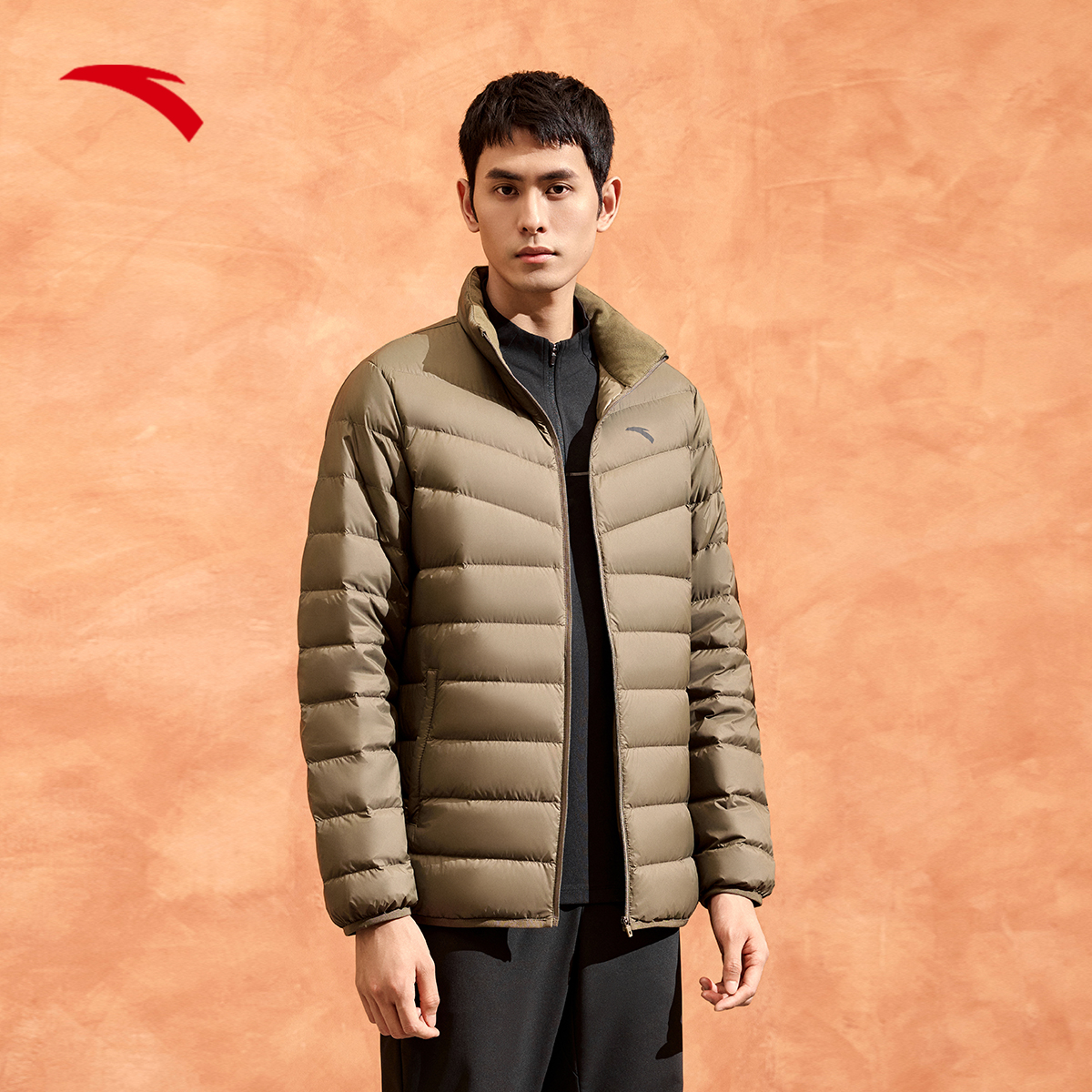 安踏氢羽绒服综训系列纯色立领长袖羽绒服24秋冬新款轻薄保暖冬季