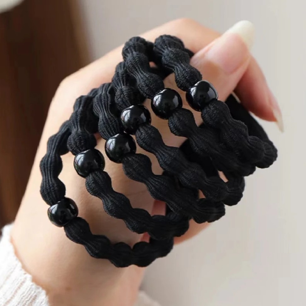 新款高马尾皮筋豆豆发圈发绳网红高弹力发圈扎头发头绳简约基础款