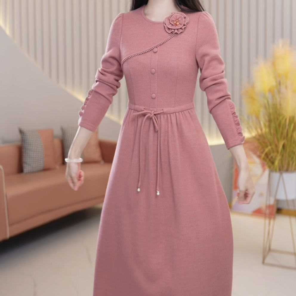 [思琪定制]秋冬新款 5530 时尚 减龄 显瘦 收腰 修身 百搭 连衣裙