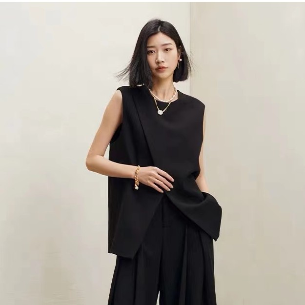 JSTZ  不规则轮廓形简约显瘦时尚百搭西装马甲 女  V02
