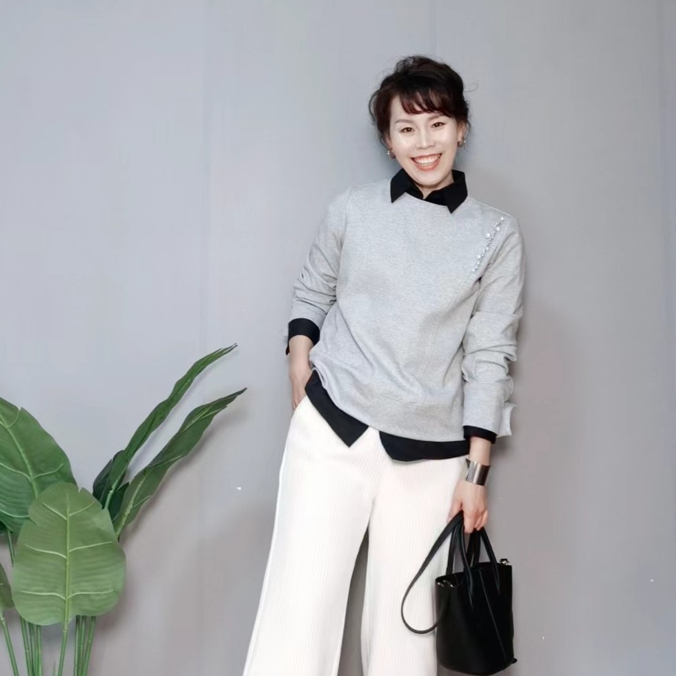 简尚天卓  新款宽松百搭卫衣女时尚纯色圆领休闲上衣甩卖优质 W02