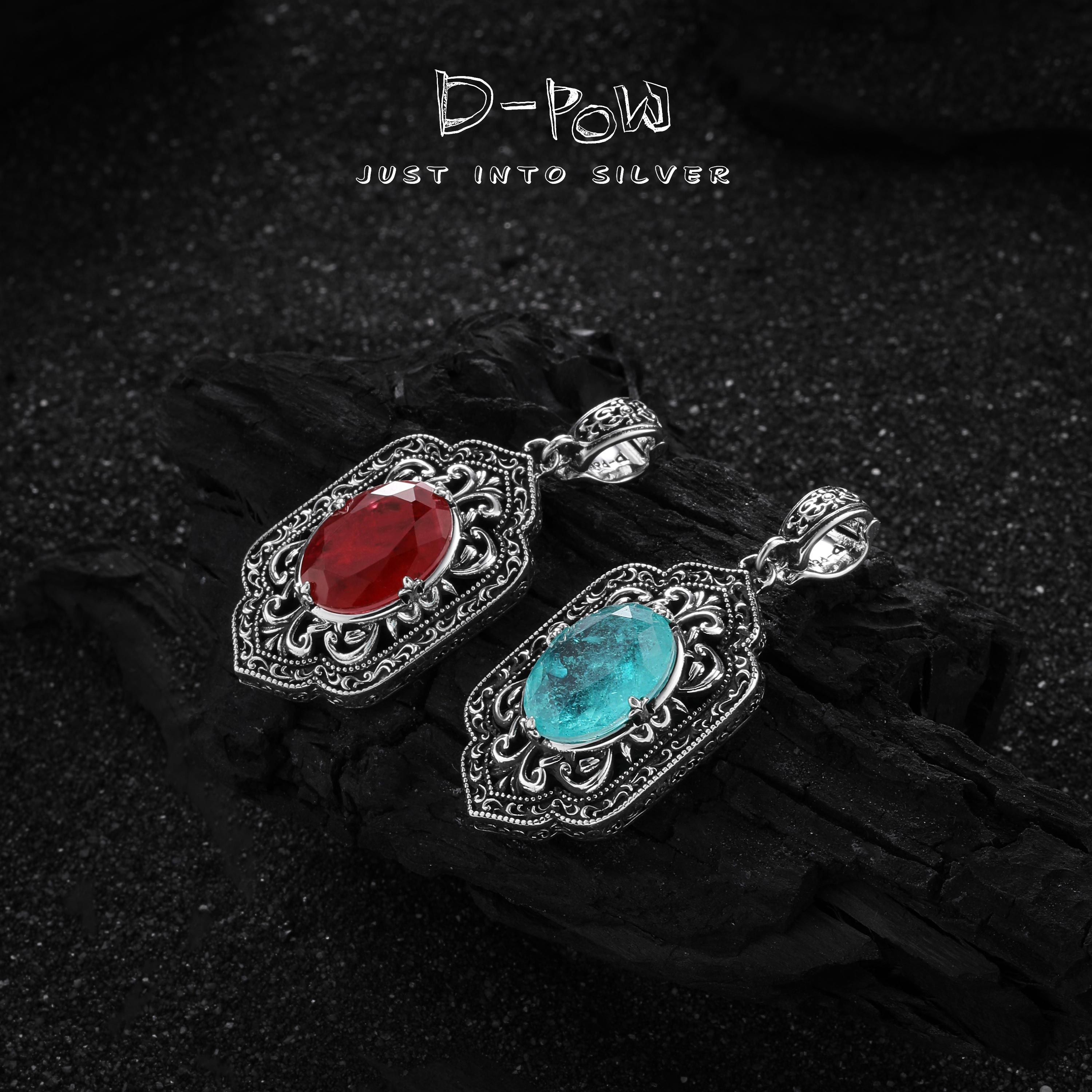 灯小炮 吊坠925银合成锆石  杵花卷草中古克罗卢比吊坠（7592）手工