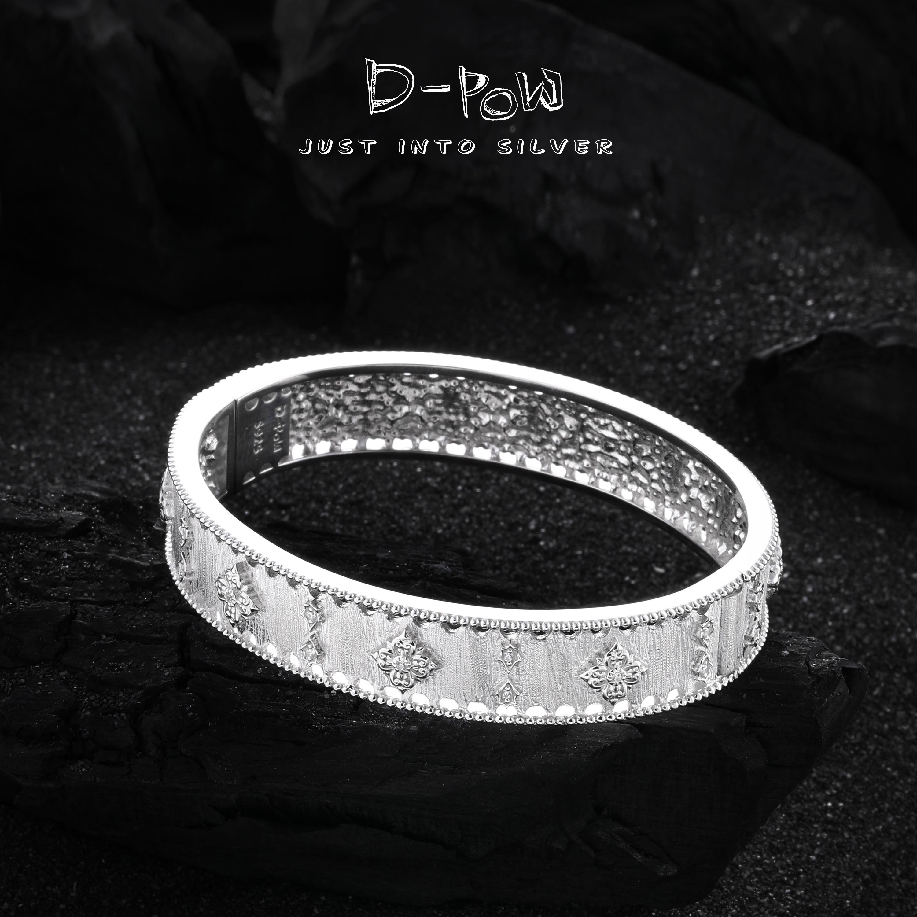 灯小炮 925银合成锆石手镯 【布契风】伊妮弗朗高定菱朵手镯（7539）