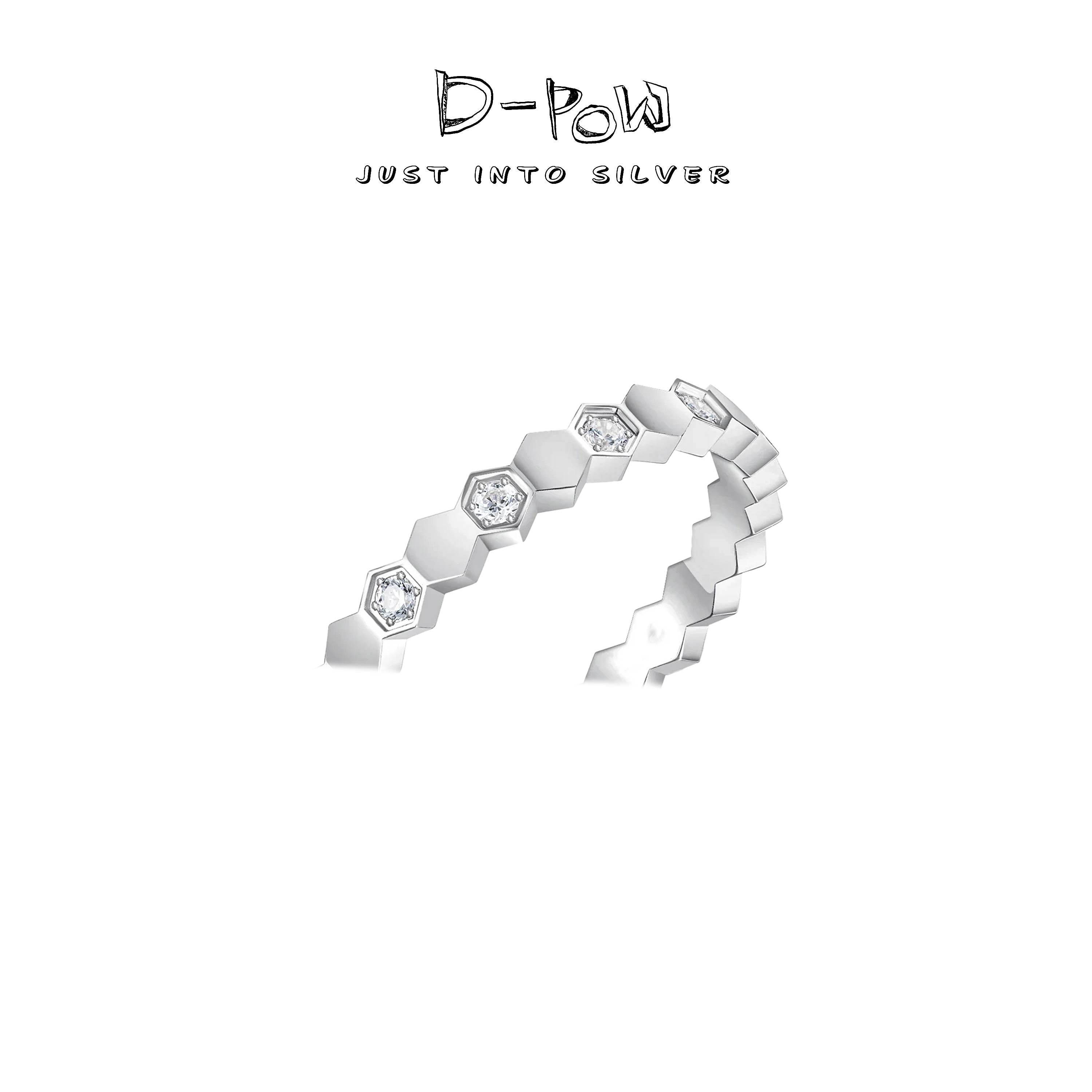 灯小炮 925银合成锆石戒指 蜂巢高定戒指（6758）气质轻奢时尚