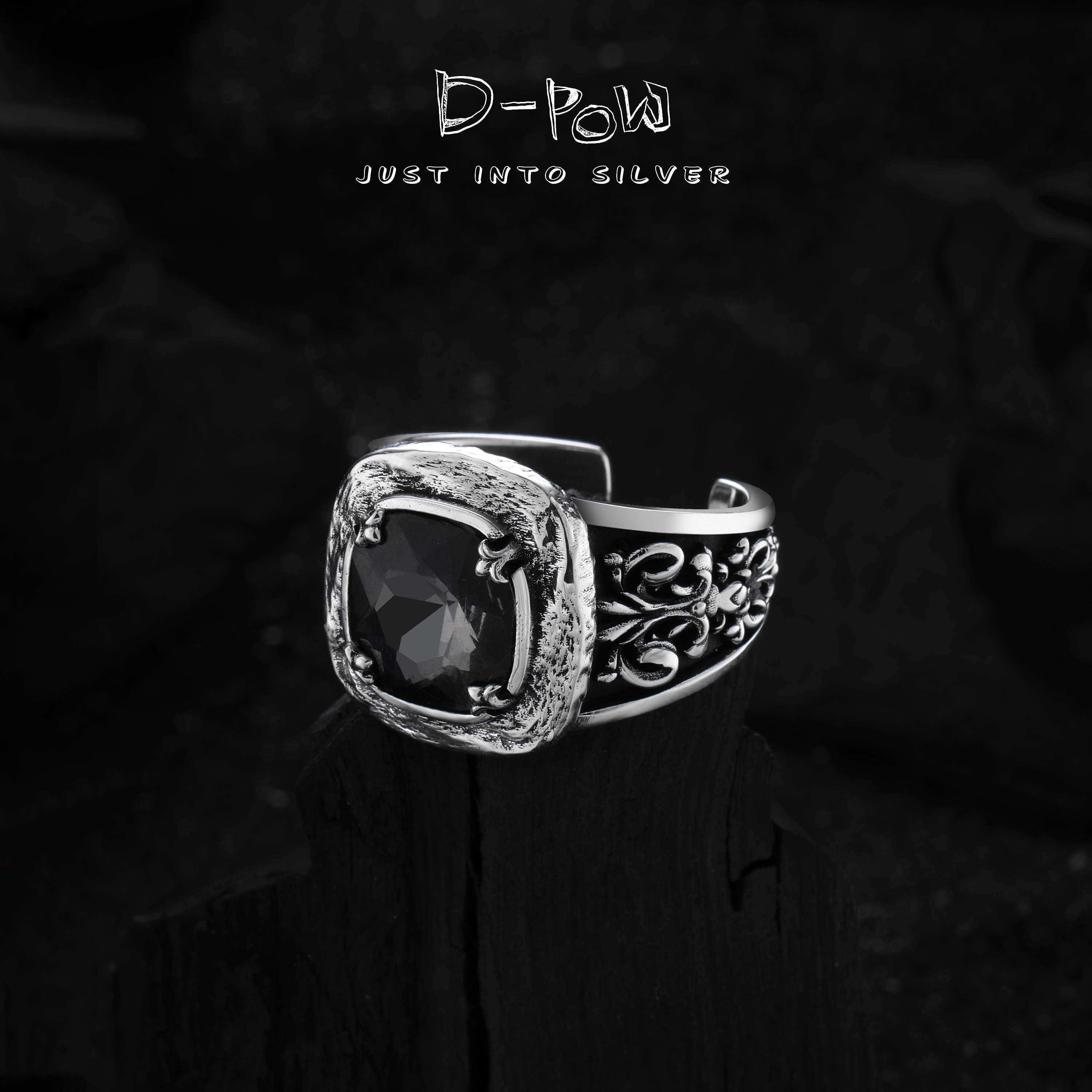 灯小炮 925银合成锆石戒指 手工卷草中古冰糖宝藏石戒指（6539）