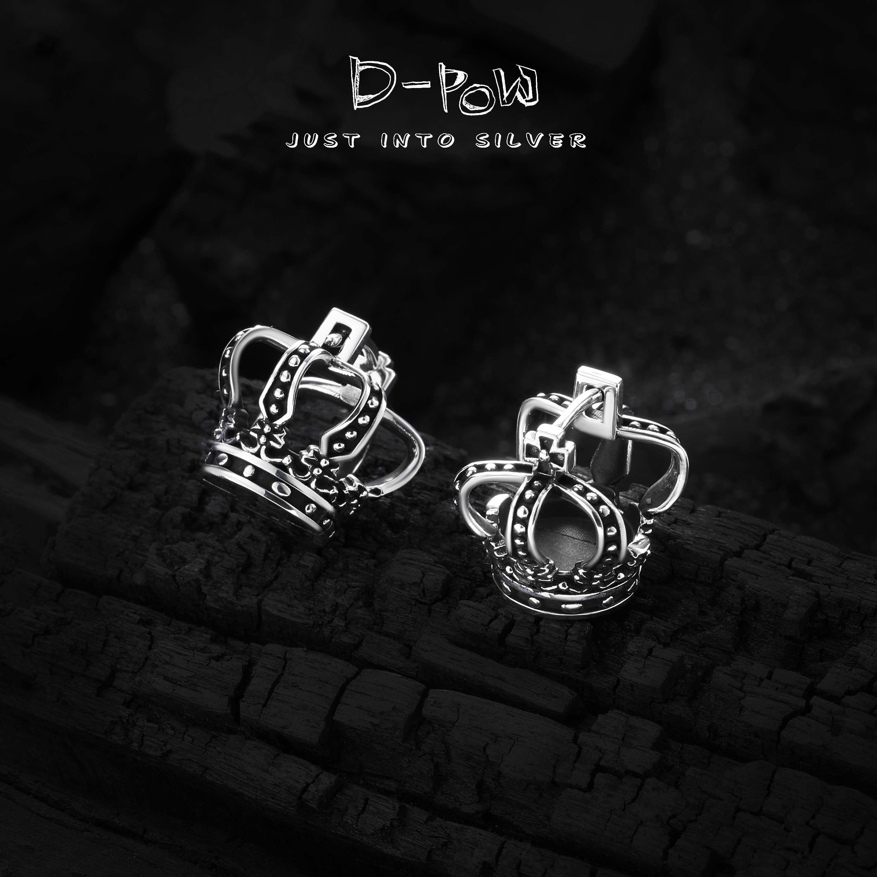 灯小炮 925银耳饰 手工浮雕英伦皇冠耳扣（7149）百搭小众简约个性