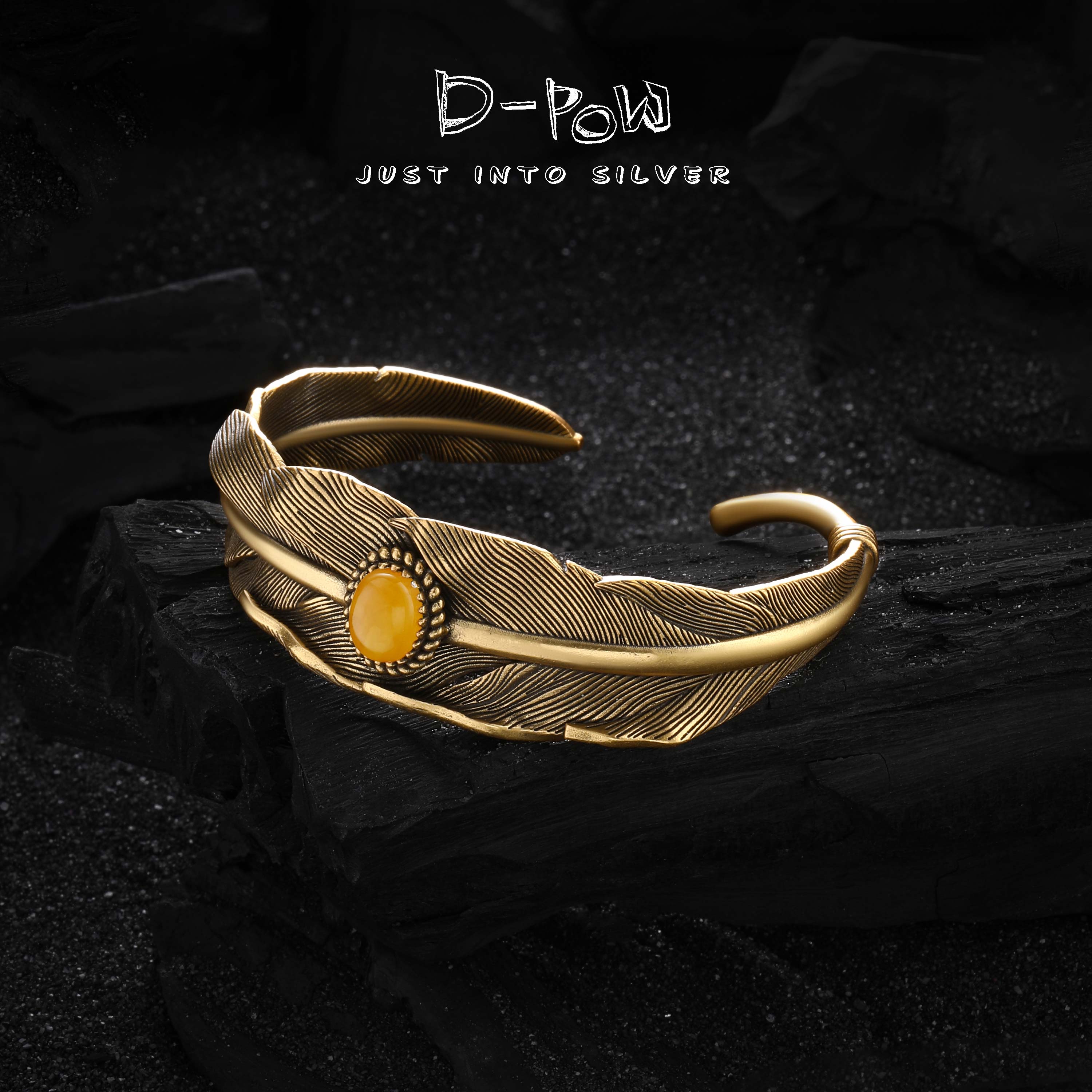 灯小炮 925银树脂手镯 【高桥风】鹰羽手工高定手镯（单只）（8048）