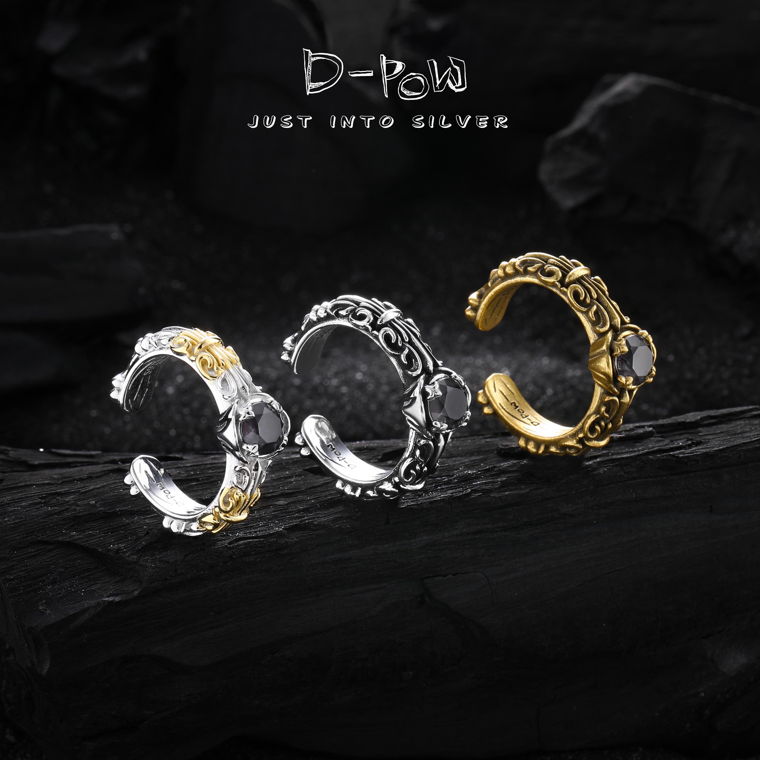 925银合成锆石戒指 美式复古克罗卢戒指（7942）