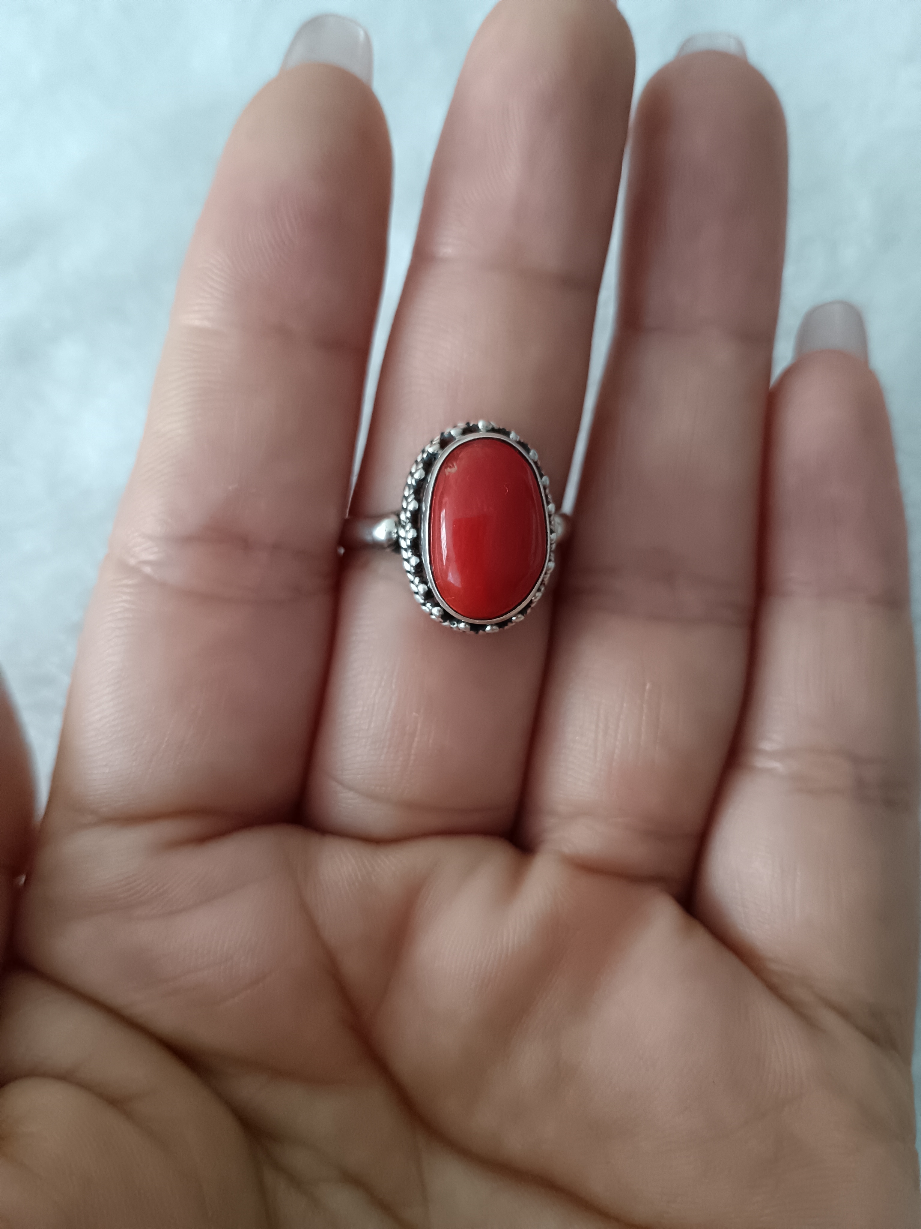 925银亚克力戒指 女士925银戒指尼泊尔工艺