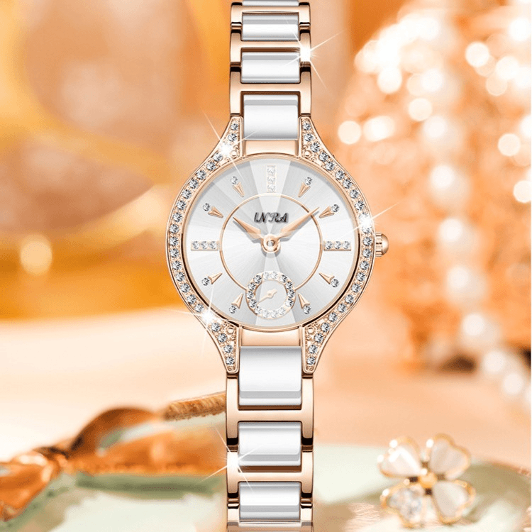 【港口直发】b90独立秒盘白色新小香风精致时尚气质手表女士腕表byt