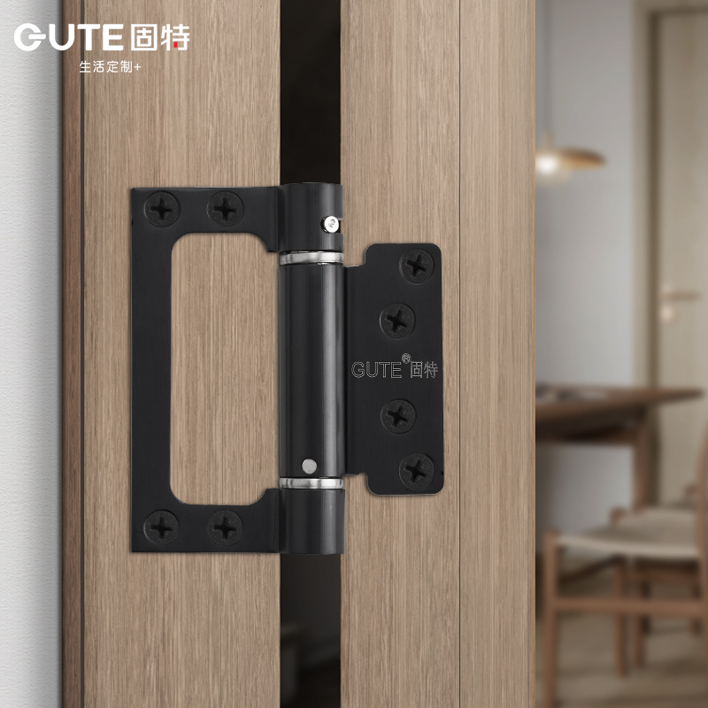 固特单向弹簧子母合页免开槽4寸不锈钢隐形门铰链自动关门闭门器