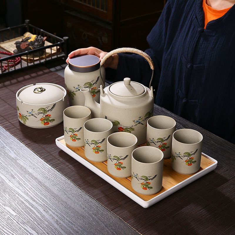 珍福器粗陶复古提梁壶茶具套装陶瓷家用大号中式茶壶茶杯整套过滤