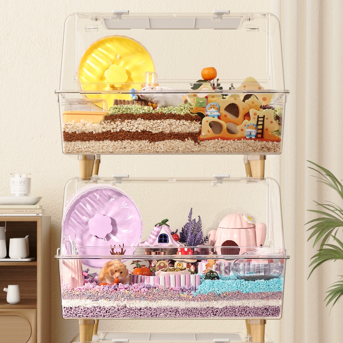 布卡星仓鼠笼子星空笼铁丝网透明亚克力金丝熊侏儒芦丁鸡大别墅