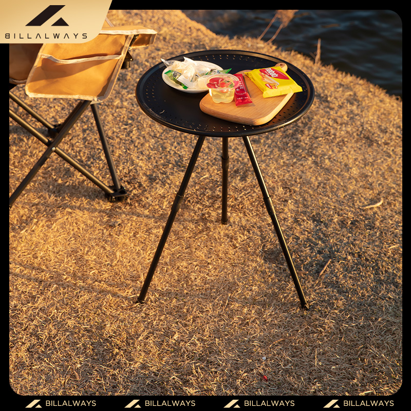 户外家用户外露营桌圆桌收纳方便高度自由调节升级插销升降设计