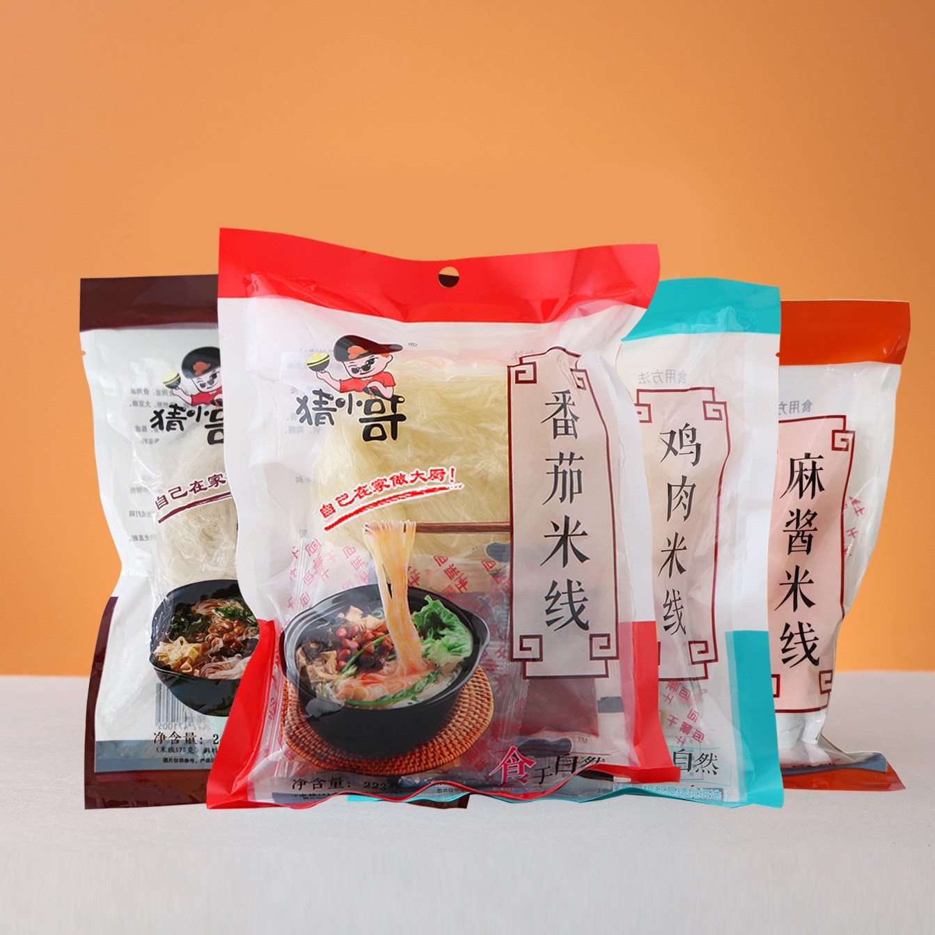 猜小哥米线混合装番茄味+鸡肉味+麻酱味+麻辣味各2袋共8袋