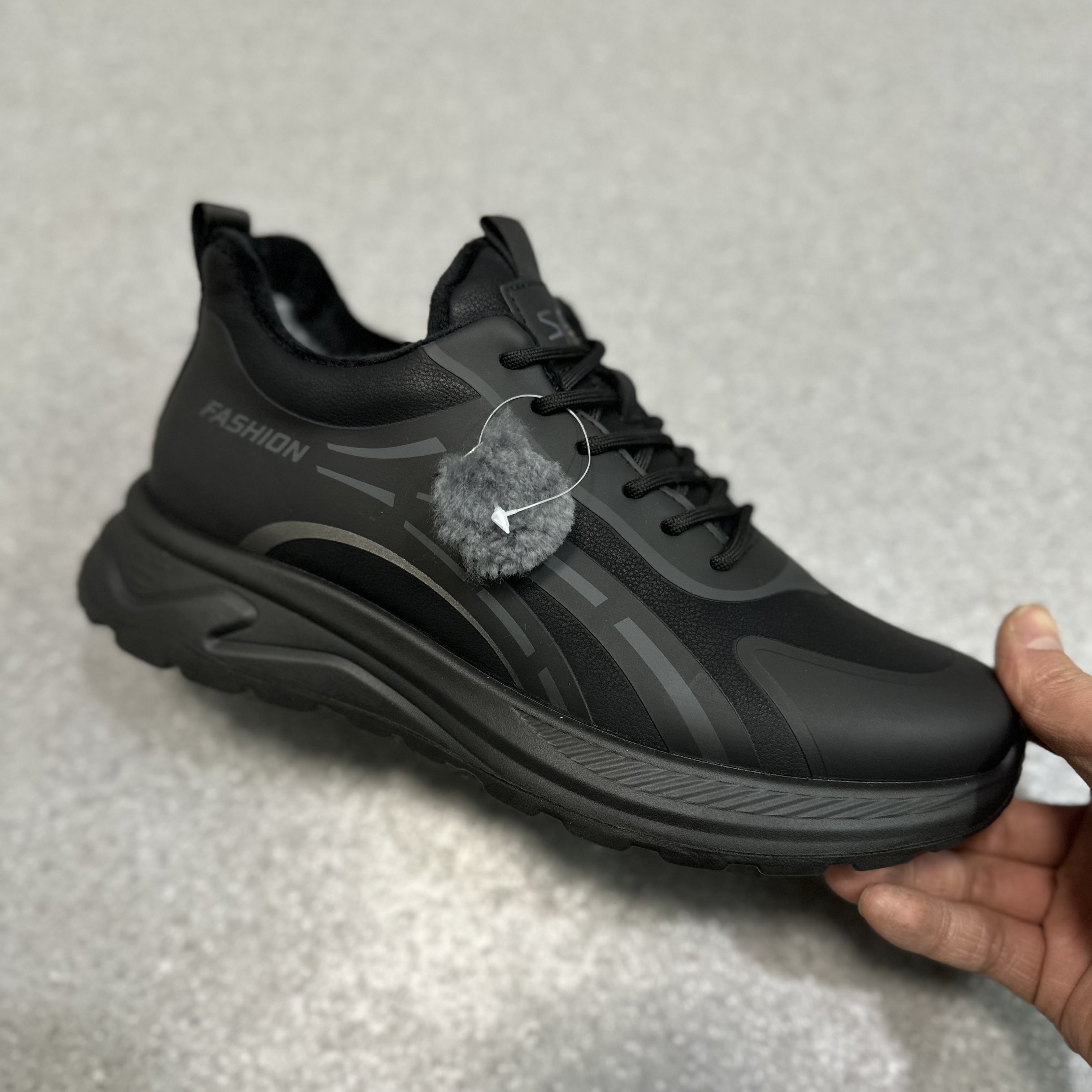 秋冬男鞋舒适透气健步鞋潮鞋黑色加绒016