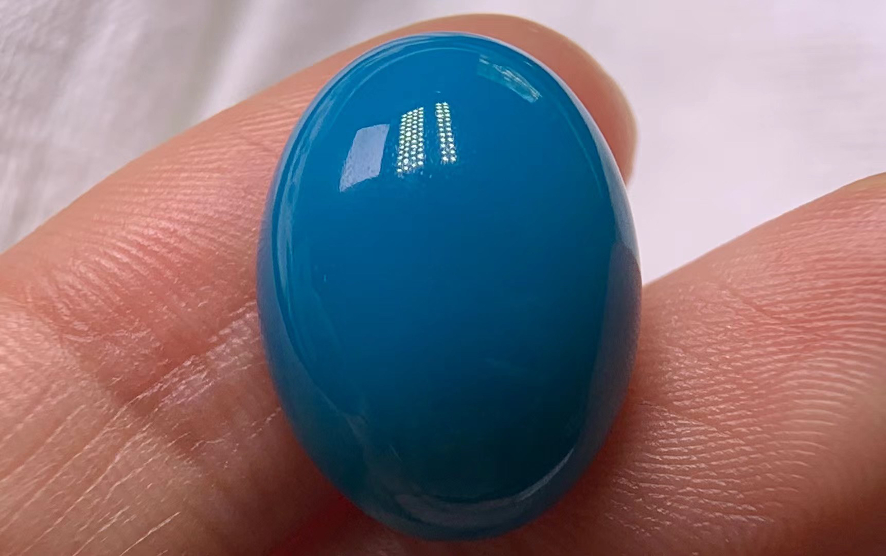 云盖寺蓝松玉化戒面，尺寸18×13.5×8mm，重2.73克！