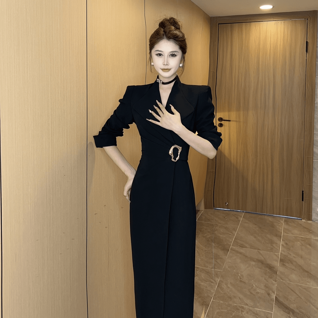 2024秋款气质优雅女神范连衣裙洋气减龄收腰显瘦裙子9149