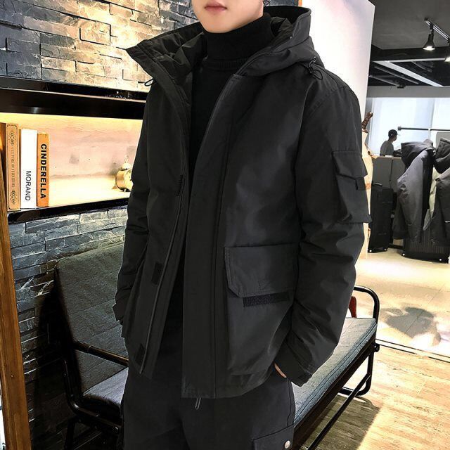 羽绒服男2023冬季新款潮流帅气短款学生工装轻薄加厚冬装男士外套