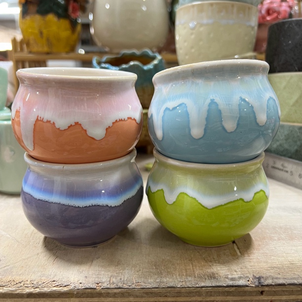 口约7cm高6.5cm 流釉小奶罐花盆（4个）[注意尺寸！！]