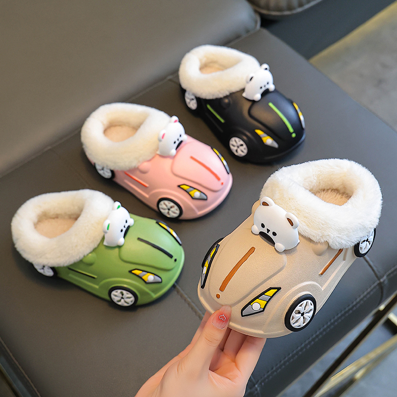 EVA儿童棉鞋卡通防水汽车加厚女童可爱室内防滑软底加绒保暖拖鞋
